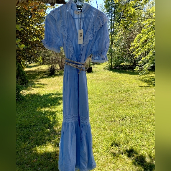 ZADIG & VOLTAIRE Ronelo Tomboy Oxford Blue Cotton Midi Dress Size Large - Picture 10 of 11